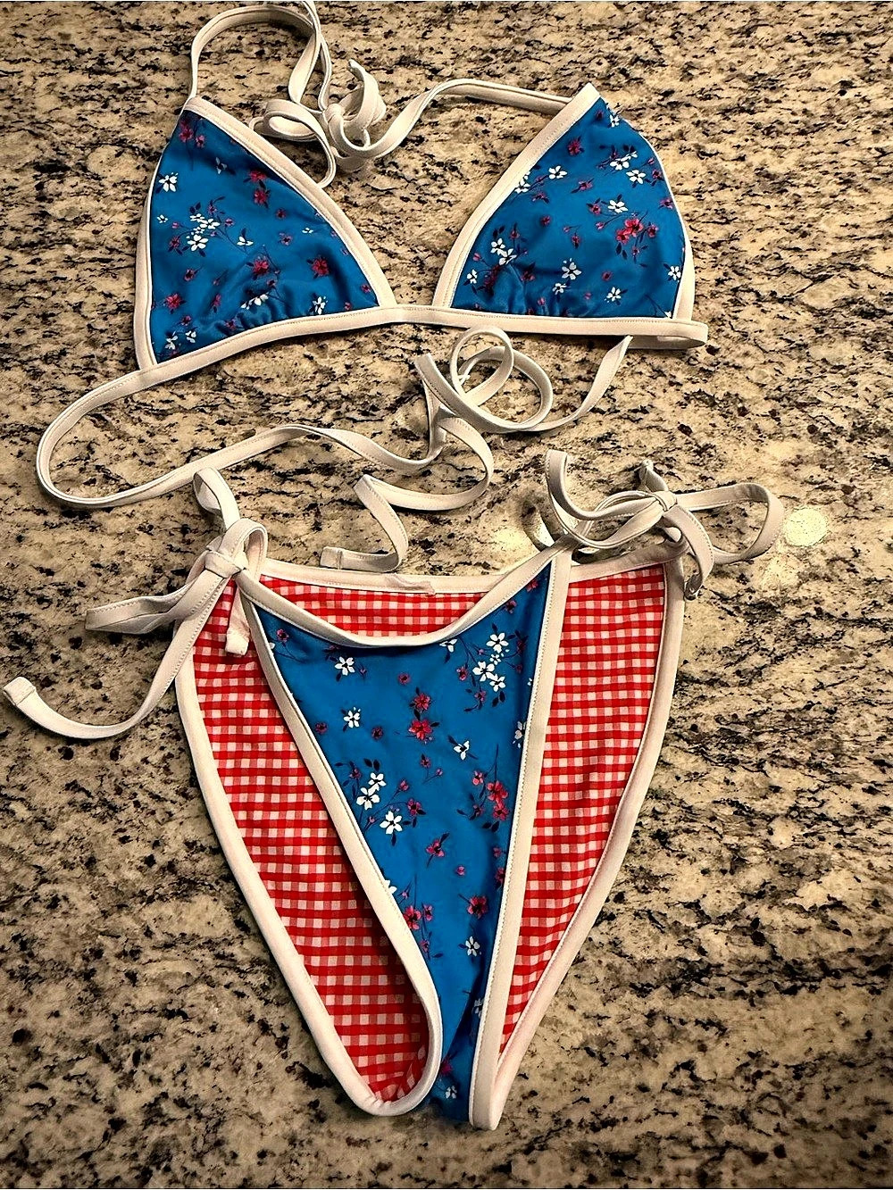 Floral Bikini Set in Blue & Red Like New